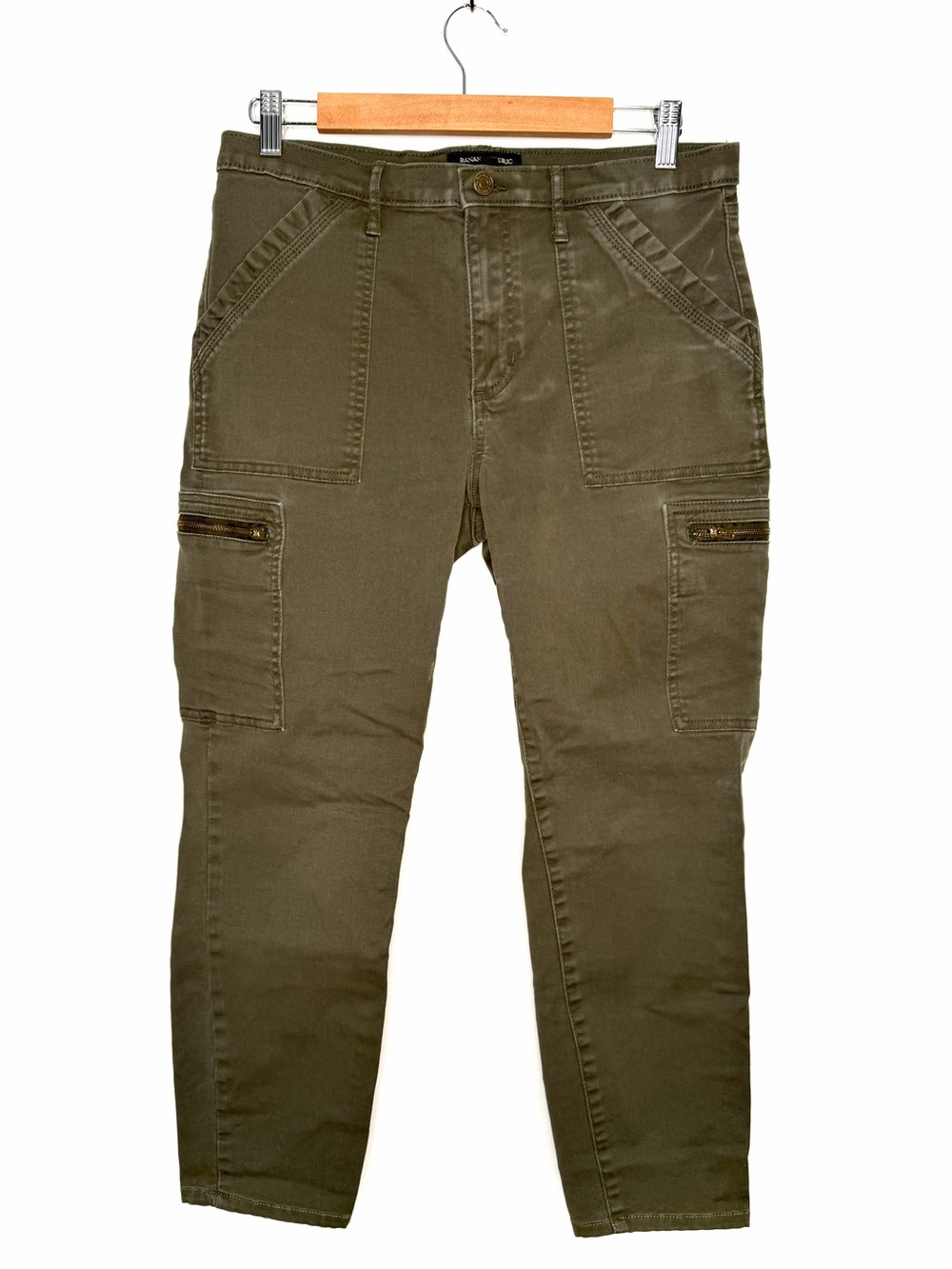 Banana Republic High Rise Skinny Twill Camo Green Cargo Zip Jeans Size 10